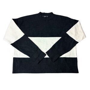 Mango Women’s Black & White Round Neck Sweater – Size XS